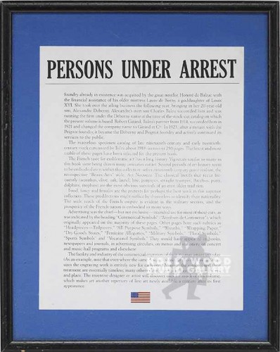 15X12 PERSONS UNDER ARREST/FRAMED