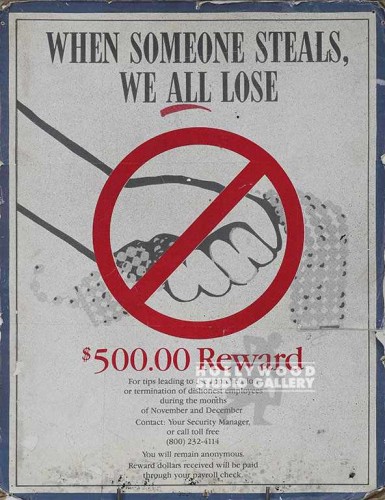 21X27$500 REWARD/STEALING UNFR PSTR