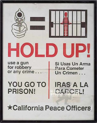 14X11 HOLD UP!/USE A GUN SIGN/BLACK