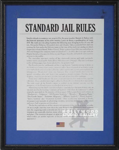 15X12 STANDARD JAIL RULES/FRAMED