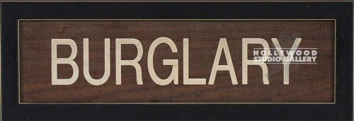 5X15 BLK WOOD FRM/ SIGN/"BURGLARY"