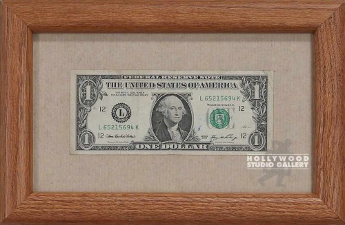 11X7``BROWN FRAMED ONE DOLLAR BILL
