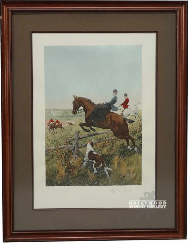 36x28 Hunt Print/Horse Jumping/Dog