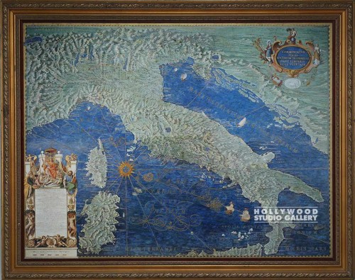 46x58 DANTI ITALIA ANTIQUE MAP GOLD