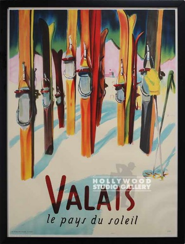 52X39 "VALAIS" VINTAGE SKI POSTER