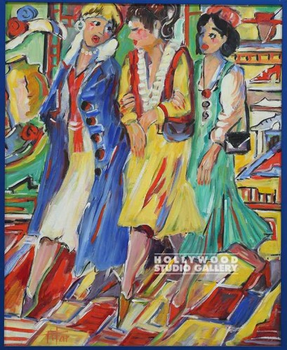 24X20 PILAR 3 GIRLS SHOPPING/ BLUE