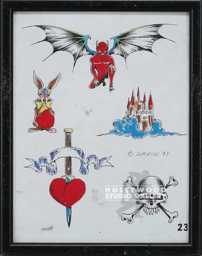 12X9 TATTOO FLASH #23-BATDEVIL/BLK