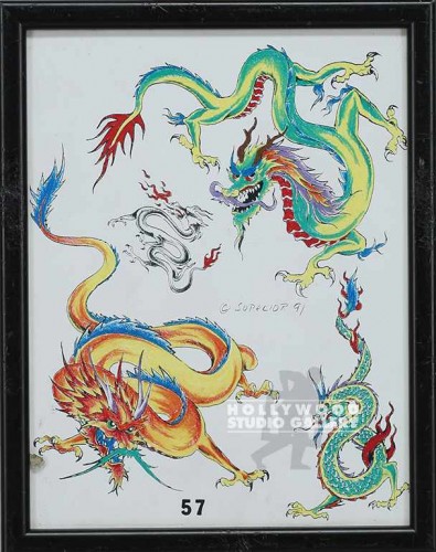 12X9 TATTOO FLASH #57-DRAGONS/BLK