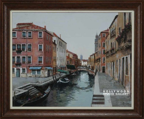 30X36 ALONSO ORIG.VENICE CANAL/WOOD