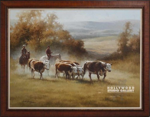 43X55 CATTLE- 2 COWBOYS CANVS/WOOD