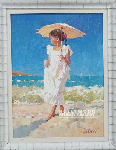 19X15 VITALI GIRL-UMBRELA-BEACH/WHT