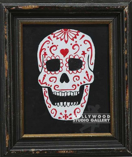 14X12 CNVS/SKULL/RED DESIGNS/BLK