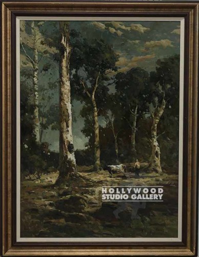 47X36 HARRY TRAD.SCAPE-OXEN/COPPER