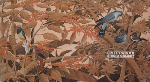 28X50 BALI PEACH TROPICAL W/ BIRDS