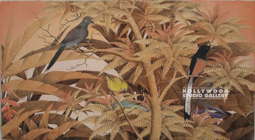 28X50 BALI PEACH TROPICAL W/ BIRDS