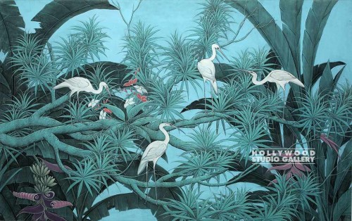34X54 BALI TURQ TROPICAL W/ BIRDS