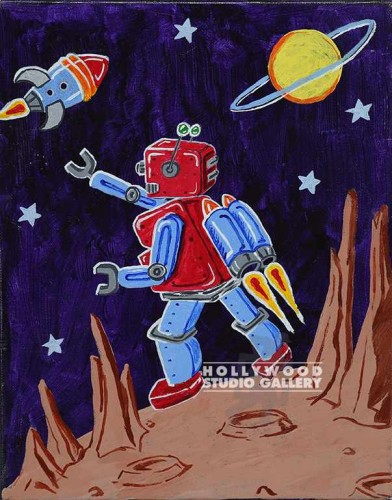 14X11 MORESZES RED ROBOT-PURP.CNVS