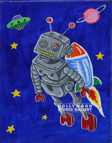 10X8 MORESZES ROCKET>ROBOT-BLU CNVS