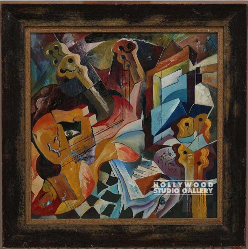 26X26 CUBISM ABSTRACT/DBL DISTRESSD