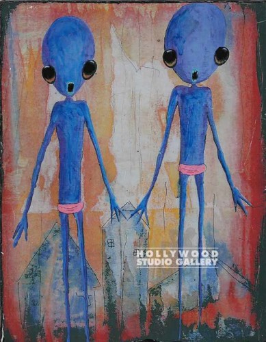 10X8 KASSAI 2 BLU ALIENS/WOOD PLAQU