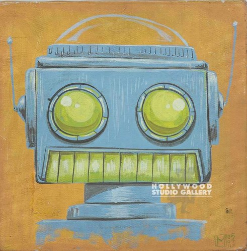 10X10 SPANGLER GRAY ROBOT HEAD CNVS