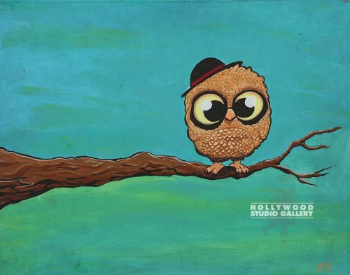 16X20 SPANGLER OWL-BRANCH TURQ CNVS