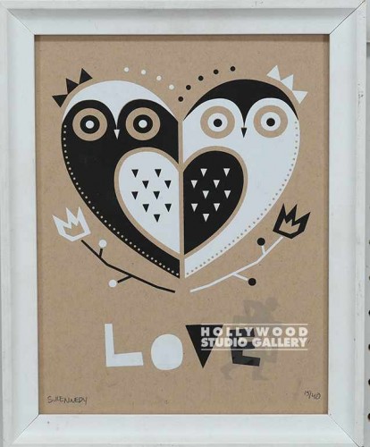 13X10 KENNEDY B/W OWL-HEART/WHITE