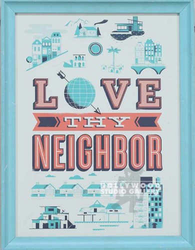 18X14 HELPINK LOVE THY NEIGHBOR/BLU