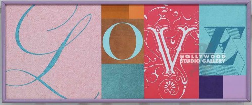 9X21 BRADLEY "LOVE" -PINKS/LAVENDAR