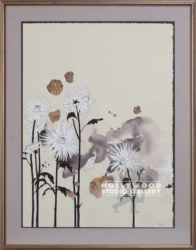 37X29 MARIE DAHLIAS W/GLD-80`S/SLVR