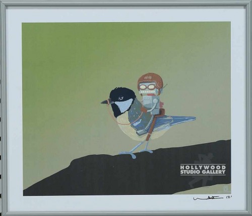 11X13 SPANGLER ROBOT ON BIRD/GRAY