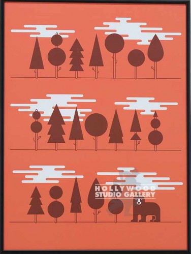 16X12 HELPINK TREES & BEAR BLK
