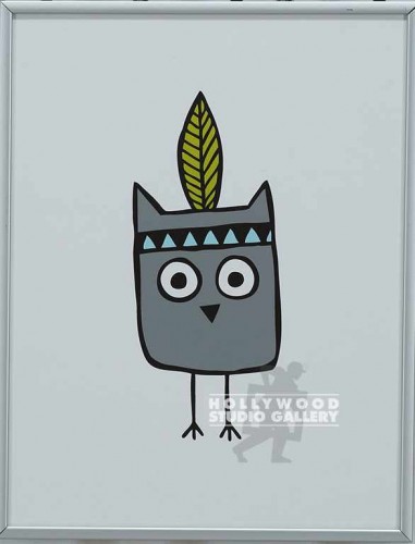 11X9 PETERS GREY OWL & FEATHER SLVR
