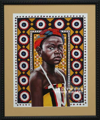 32x26 Altamura Ethnic Girl Bold Black Frame