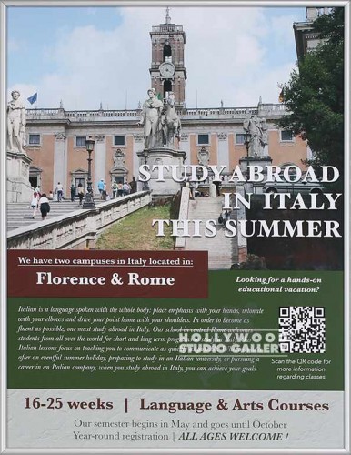 24X19 STUDY ITALY POSTER SLVR FRM