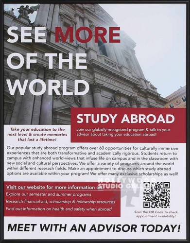 24X18``STUDY ABROAD POSTER BLK FRM