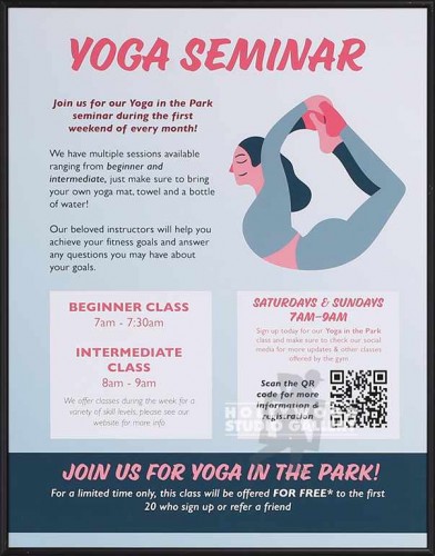 24X18`` YOGA SEMINAR POSTER BLK FRM