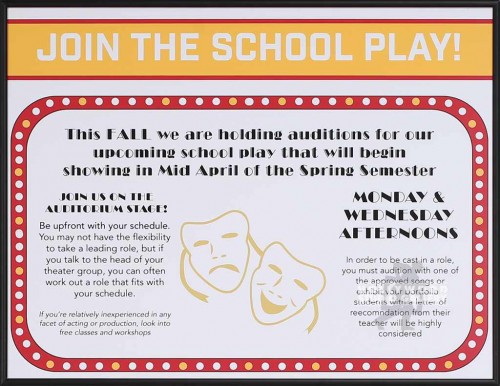 18X24`` SCHOOL PLAY BLK POSTER