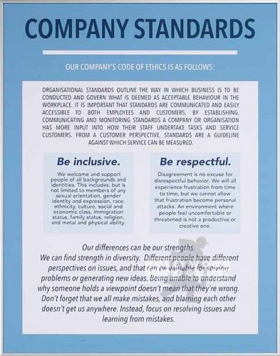 31X24`COMPANY STANDARDS POSTERS