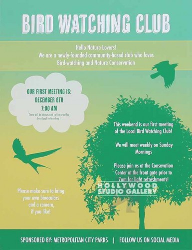 24X18``BIRD WATCH CLUB PSTR UNFRD