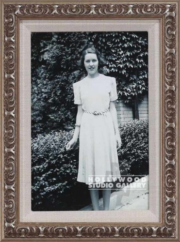 13x9 B W Vint Lady White Dress