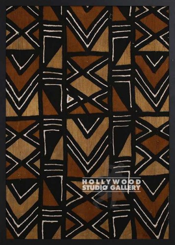 61x43 Ethnic Textile Brown Blck Frm