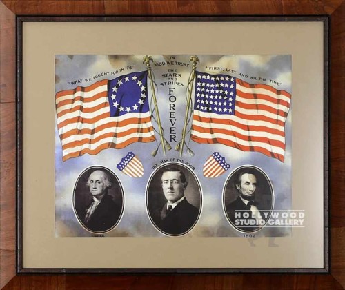 20X23 2 US FLAGS 3 OVAL PORTRAITS