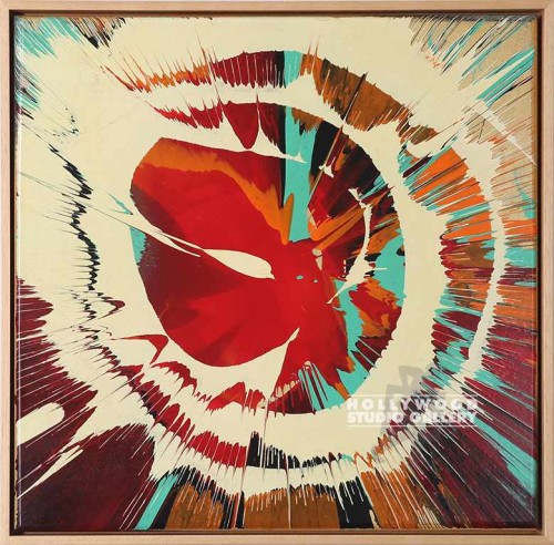 23X23 ISLEY RED-TEAL SPIN ART-FRMD