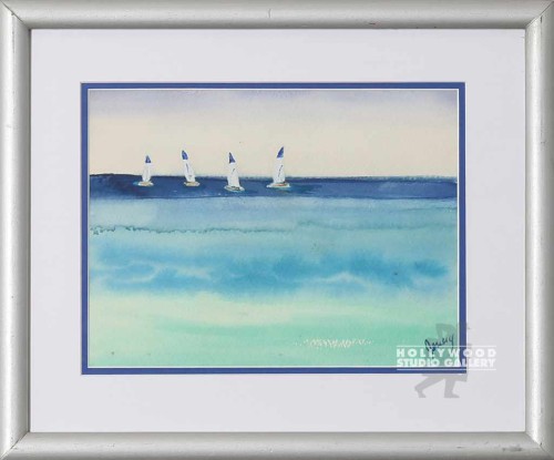 12x14 PRAY 4 SAIL BOATS WATRCLR