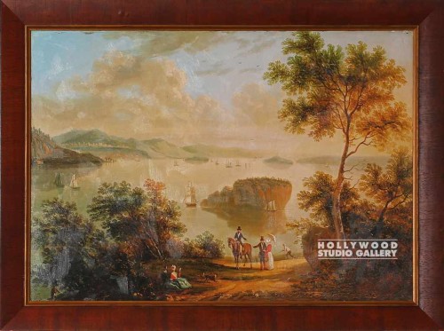 26X34 LANDSCAPE LAKE-MAN ON HORSE