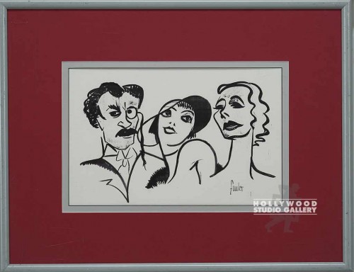 21x27 RF b/w Caricature/Red Mat
