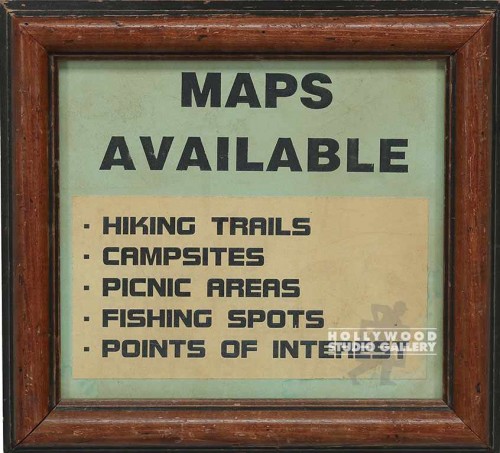 8x9 "MAPS AVAILABLE" SIGN/AGED