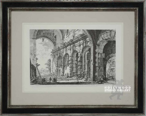 31X39 ITALIAN RUINS PRINT/BLK-SILVR
