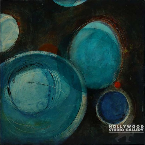 50X50 ROAN DARK CANVAS W/ BLU DOTS